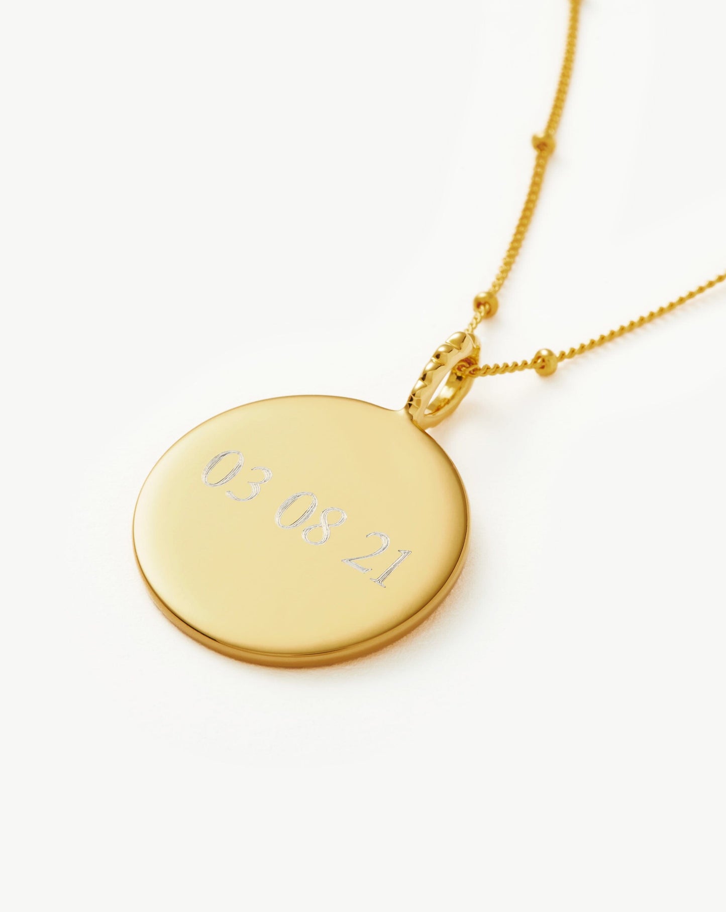 Engravable Large Round Disc Necklace | 18ct Gold Vermeil