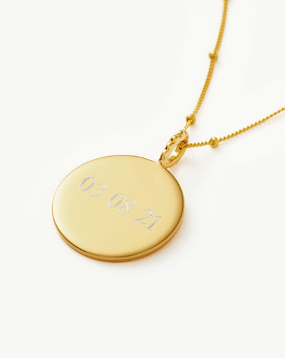 Engravable Large Round Disc Necklace | 18ct Gold Vermeil
