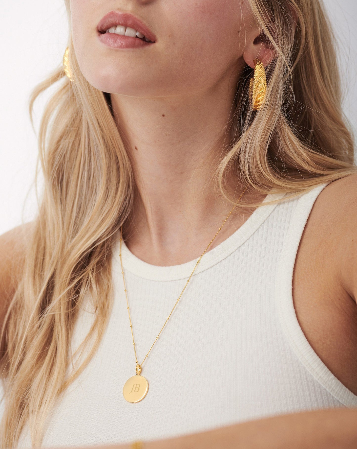 Engravable Large Round Disc Necklace | 18ct Gold Vermeil