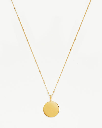 Engravable Large Round Disc Necklace | 18ct Gold Vermeil