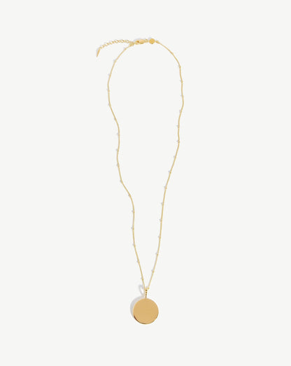Engravable Large Round Disc Necklace | 18ct Gold Vermeil