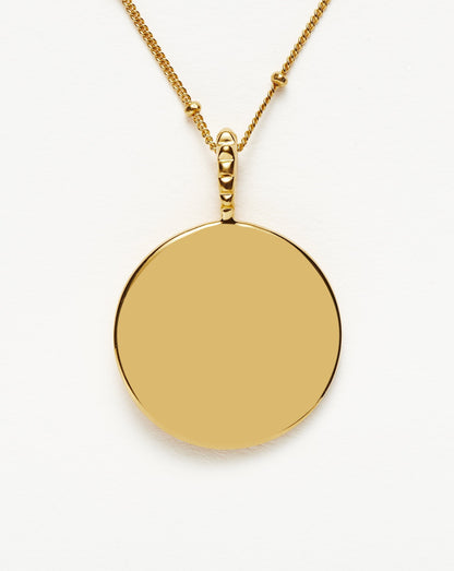 Engravable Large Round Disc Pendant | 18ct Gold Vermeil
