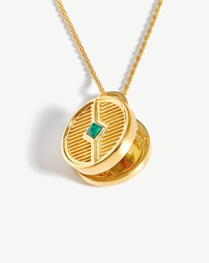 Round Ridge Locket Necklace