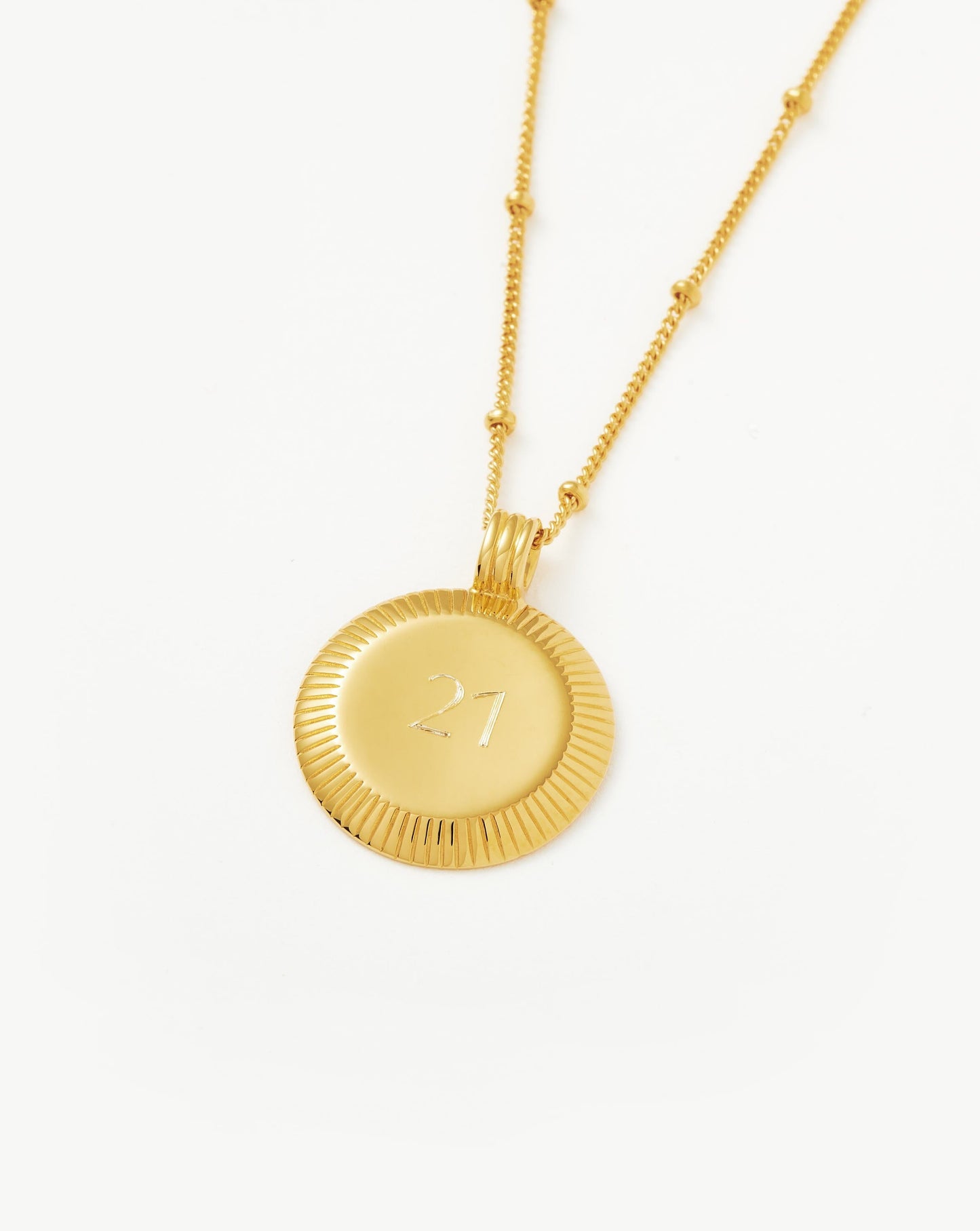Engravable Round Ridge Pendant Necklace | 18ct Gold Vermeil