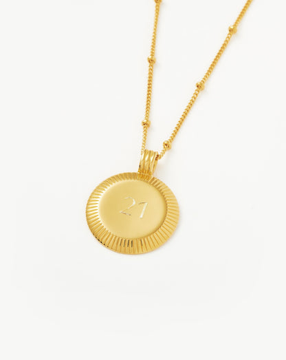 Engravable Round Ridge Pendant Necklace | 18ct Gold Vermeil