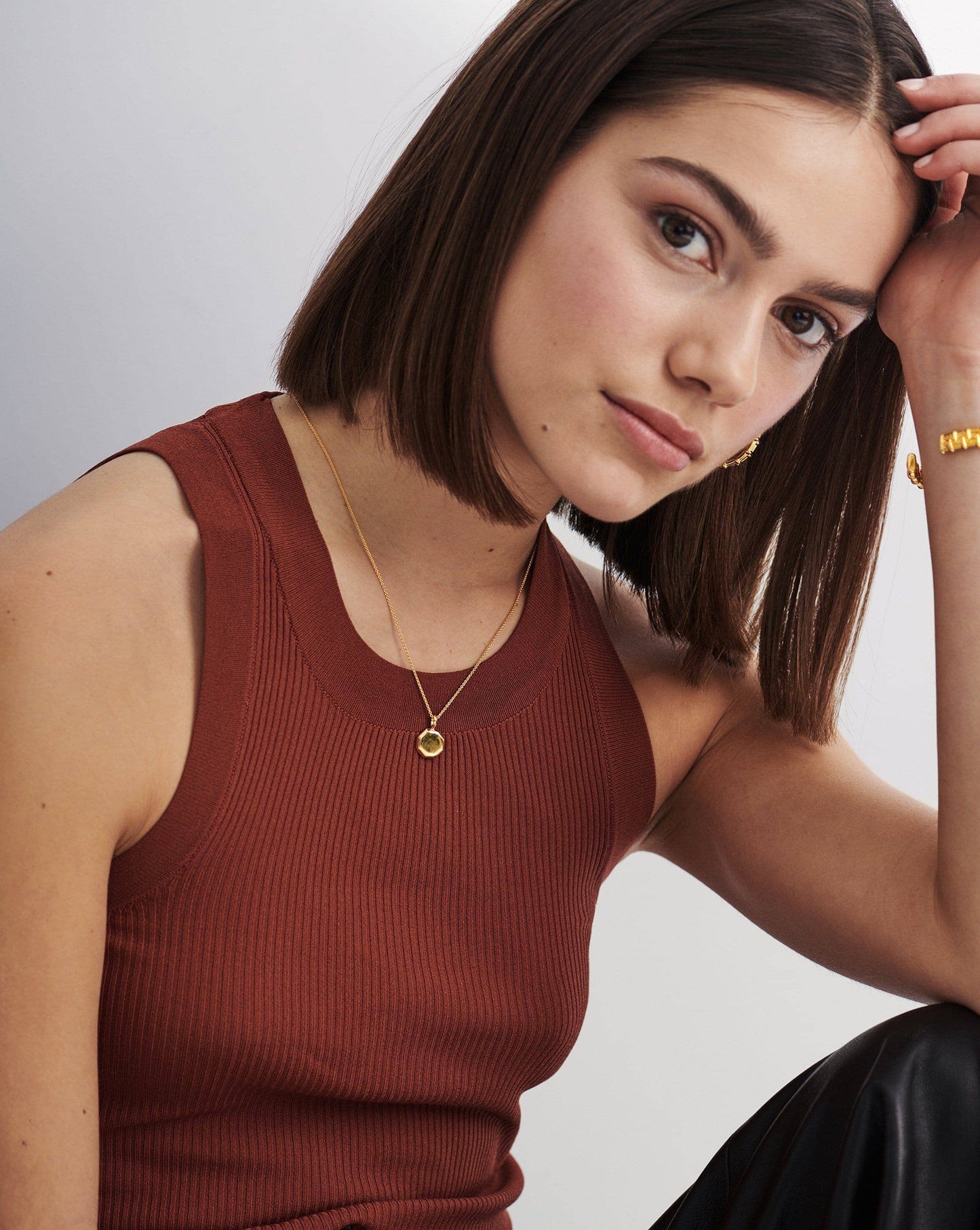Engravable Short Mini Octagon Necklace | 18ct Gold Vermeil