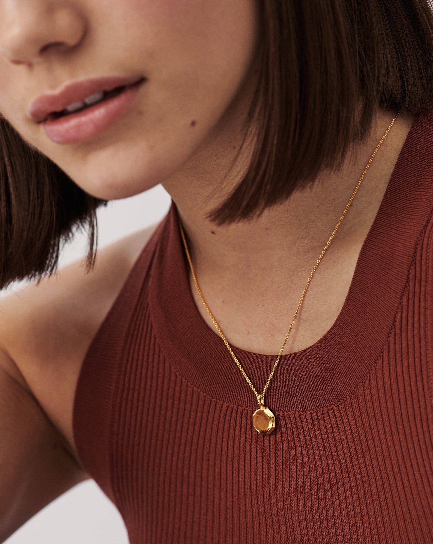 Engravable Short Mini Octagon Necklace | 18ct Gold Vermeil