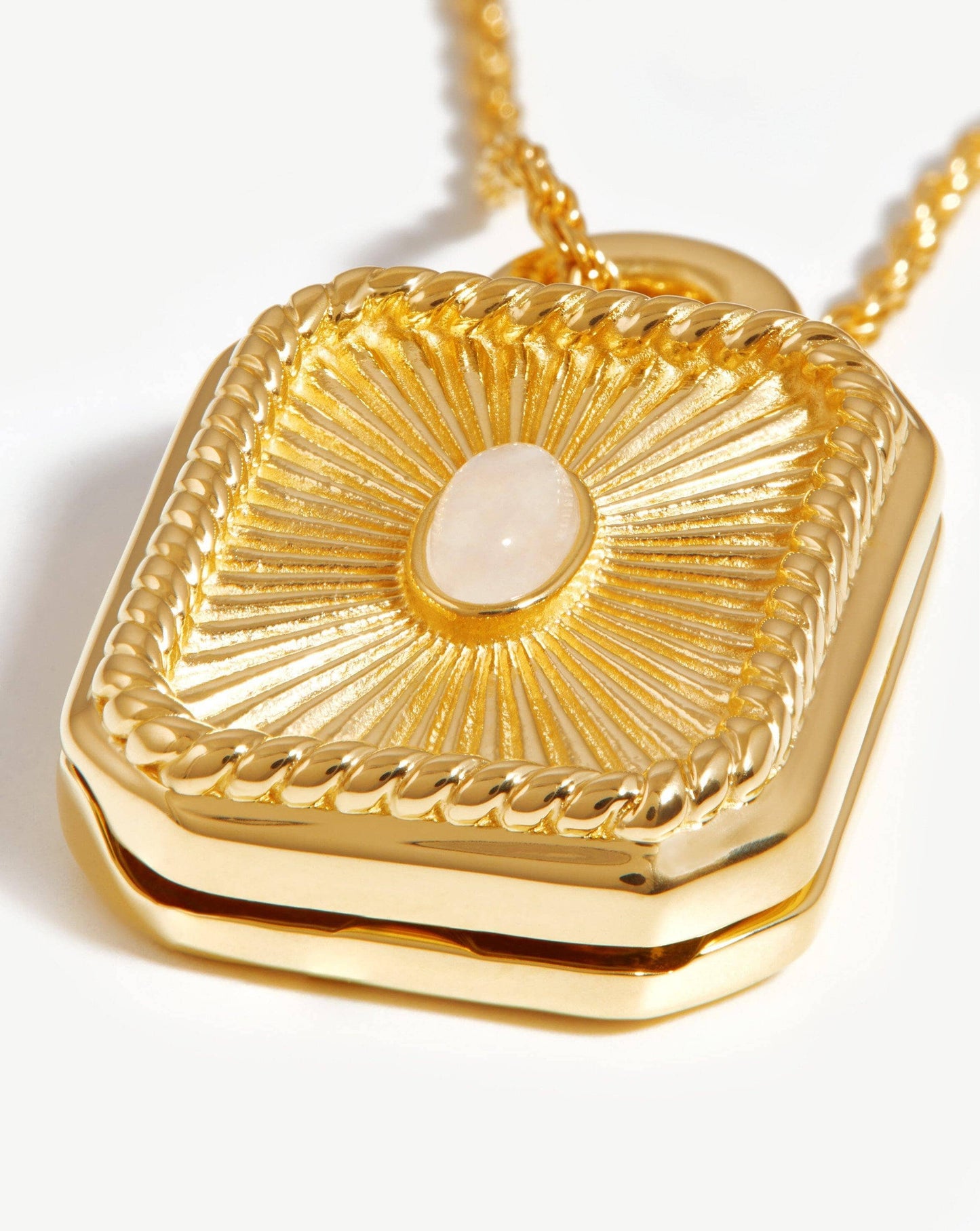 Engravable Square Locket Rope Necklace