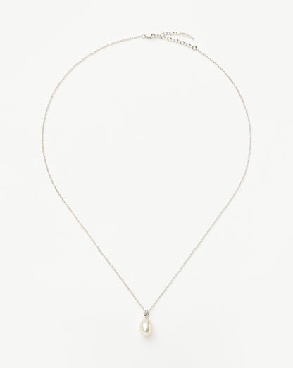Fine Baroque Pearl Organic Pendant Necklace | 14ct Solid White Gold/Pearl