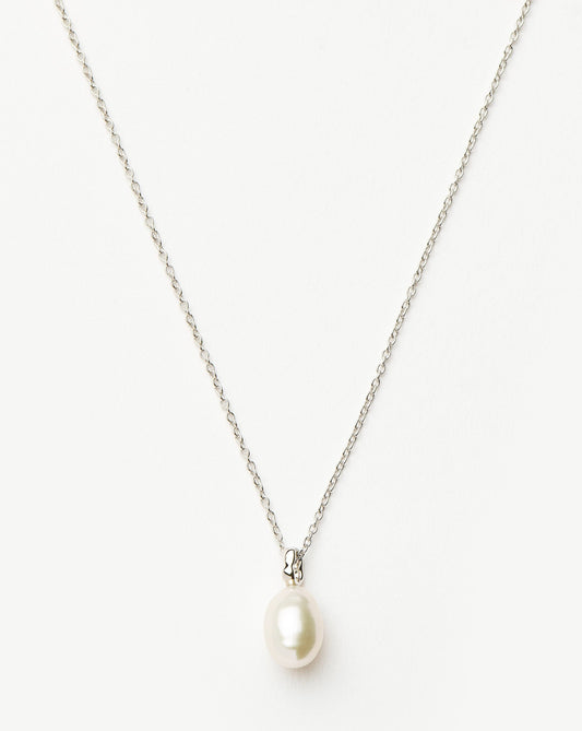 Fine Baroque Pearl Organic Pendant Necklace | 14ct Solid White Gold/Pearl