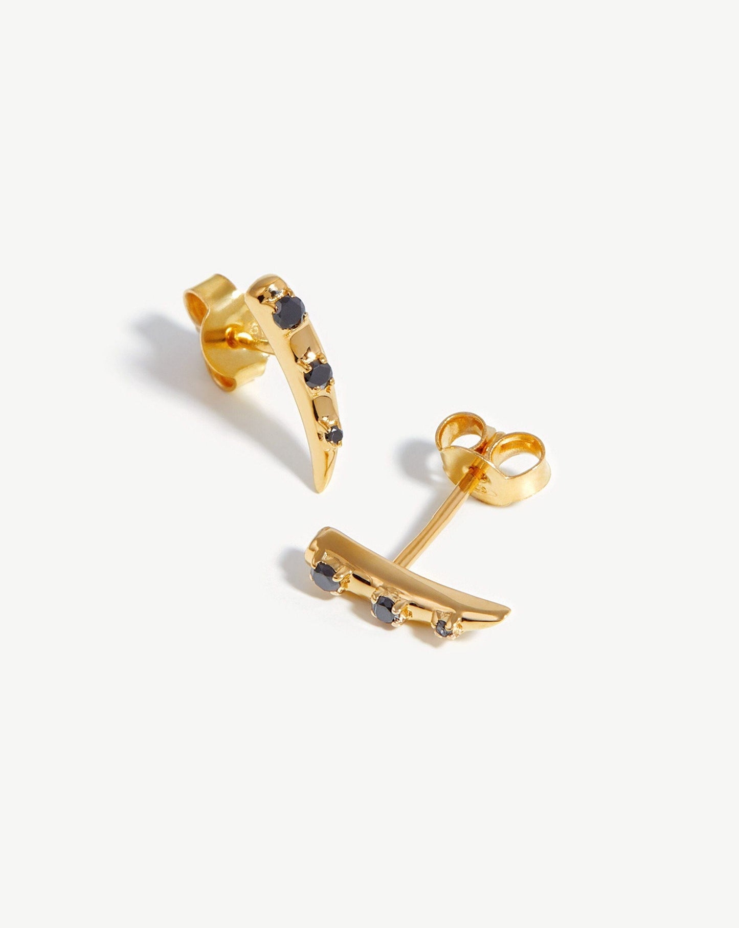 Fine Diamond Claw Stud Earrings | 14ct Solid Gold/Black Diamond