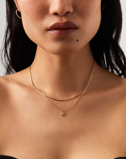 Fine Diamond Initial Mini Pendant Necklace  - A | 14ct Solid Yellow Gold Plated/Diamond