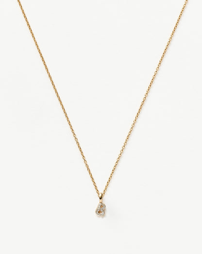 Fine Diamond Initial Mini Pendant Necklace - B | 14ct Solid Yellow Gold Plated/Diamond
