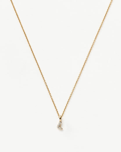 Fine Diamond Initial Mini Pendant Necklace - L | 14ct Solid Yellow Gold Plated/Diamond