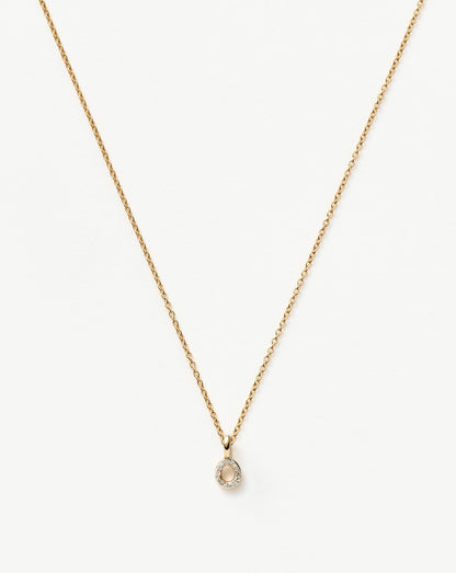 Fine Diamond Initial Mini Pendant Necklace - O | 14ct Solid Yellow Gold Plated/Diamond