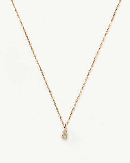 Fine Diamond Initial Mini Pendant Necklace - S | 14ct Solid Yellow Gold Plated/Diamond