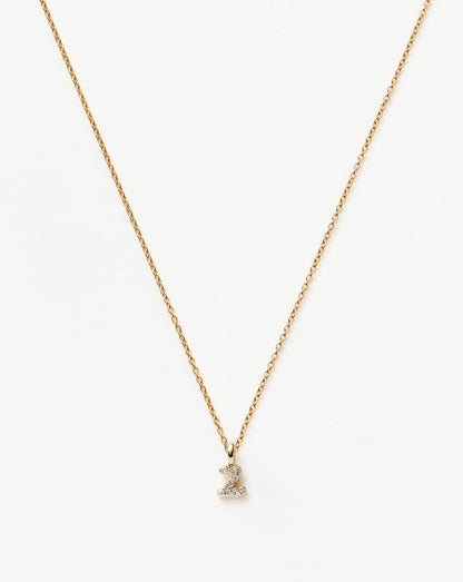 Fine Diamond Initial Mini Pendant Necklace - Z | 14ct Solid Yellow Gold Plated/Diamond