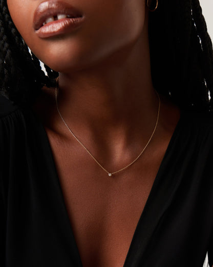Fine Diamond Solitaire Pendant Necklace | 14ct Solid Gold/Diamond