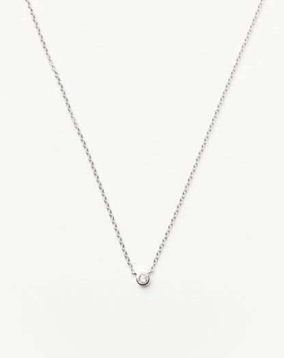 Fine Diamond Solitaire Pendant Necklace | 14ct Solid White Gold/Diamond