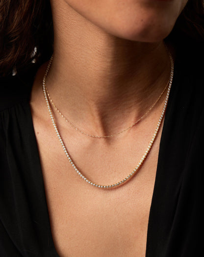 Fine Diamond Tennis Necklace | 14ct Solid Gold Diamond