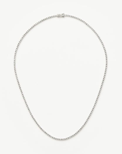 Fine Diamond Tennis Necklace | 14ct Solid White Gold Diamond