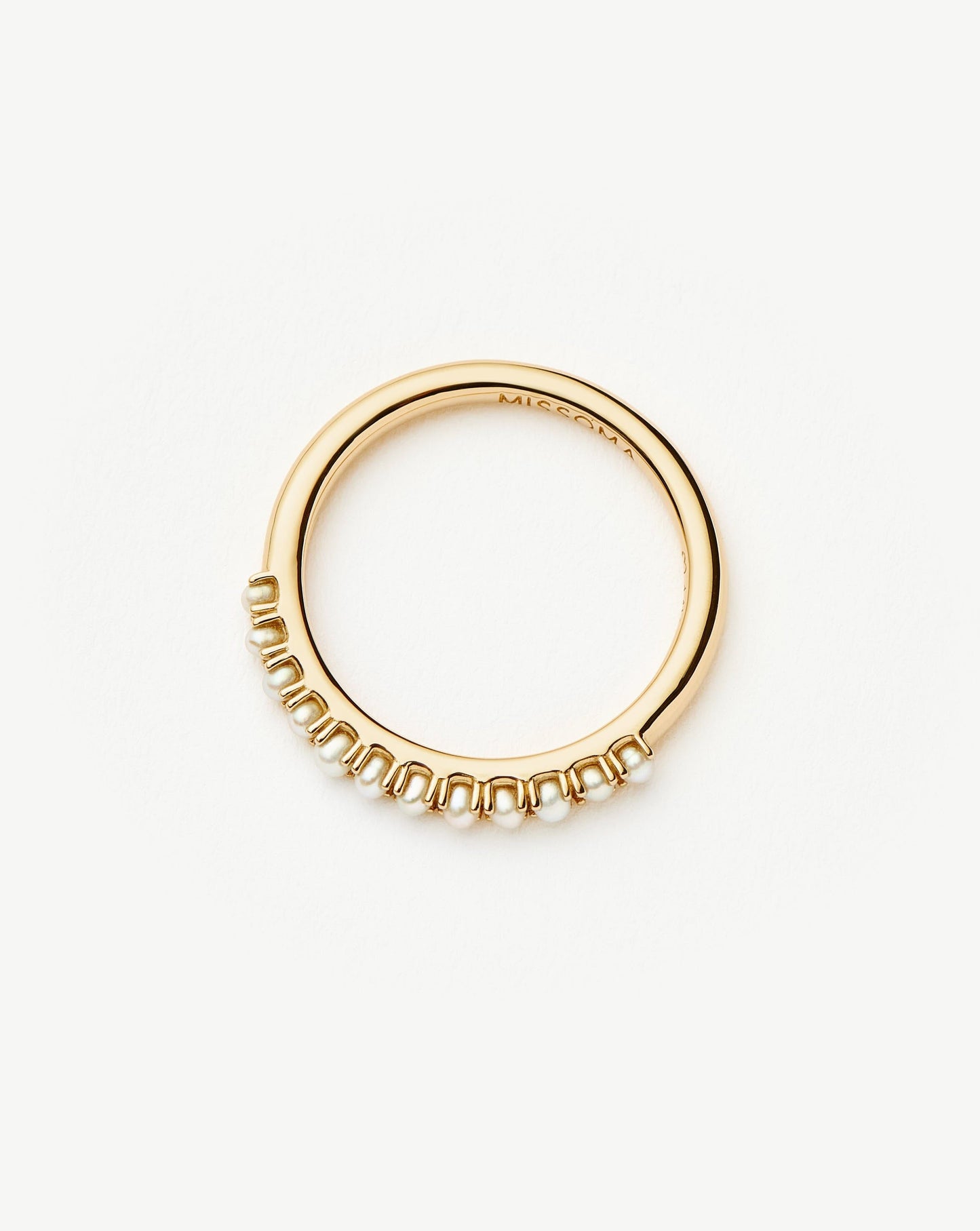 Fine Half Eternity Pearl Ring | 14ct Solid Gold/Pearl