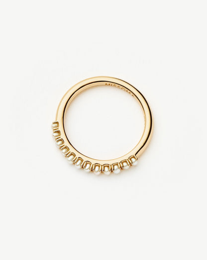Fine Half Eternity Pearl Ring | 14ct Solid Gold/Pearl