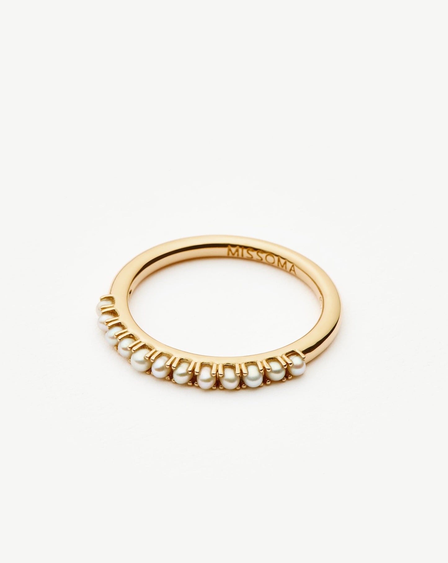 Fine Half Eternity Pearl Ring | 14ct Solid Gold/Pearl