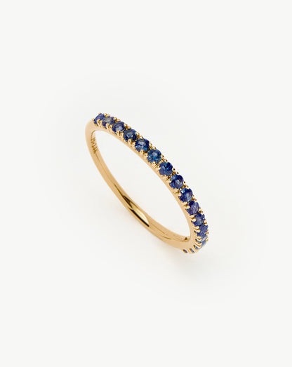 Fine Half Sapphire Eternity Ring | 14ct Solid Gold/Sapphire
