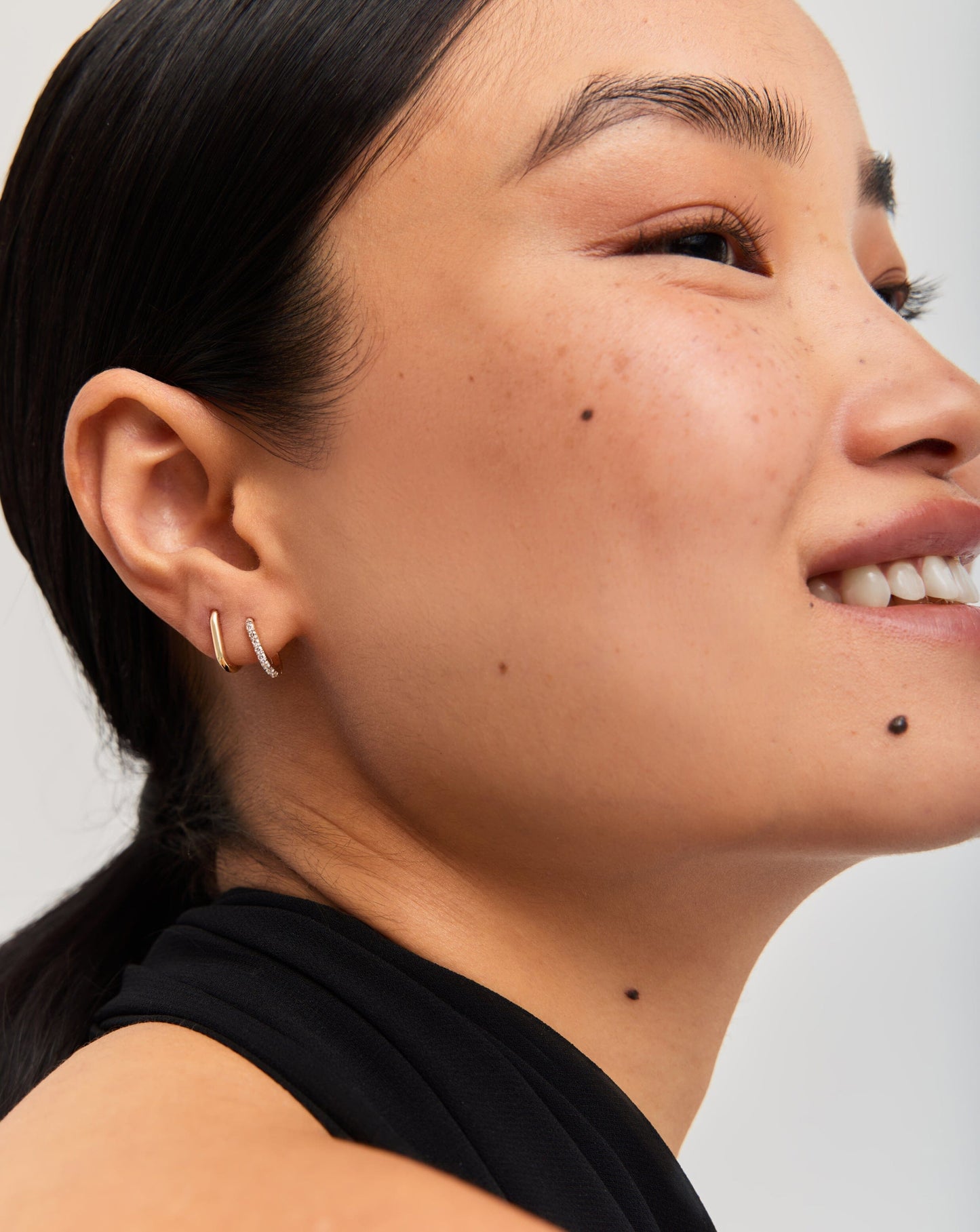 Fine Ovate Mini Hoop Earrings | 14ct Solid Gold