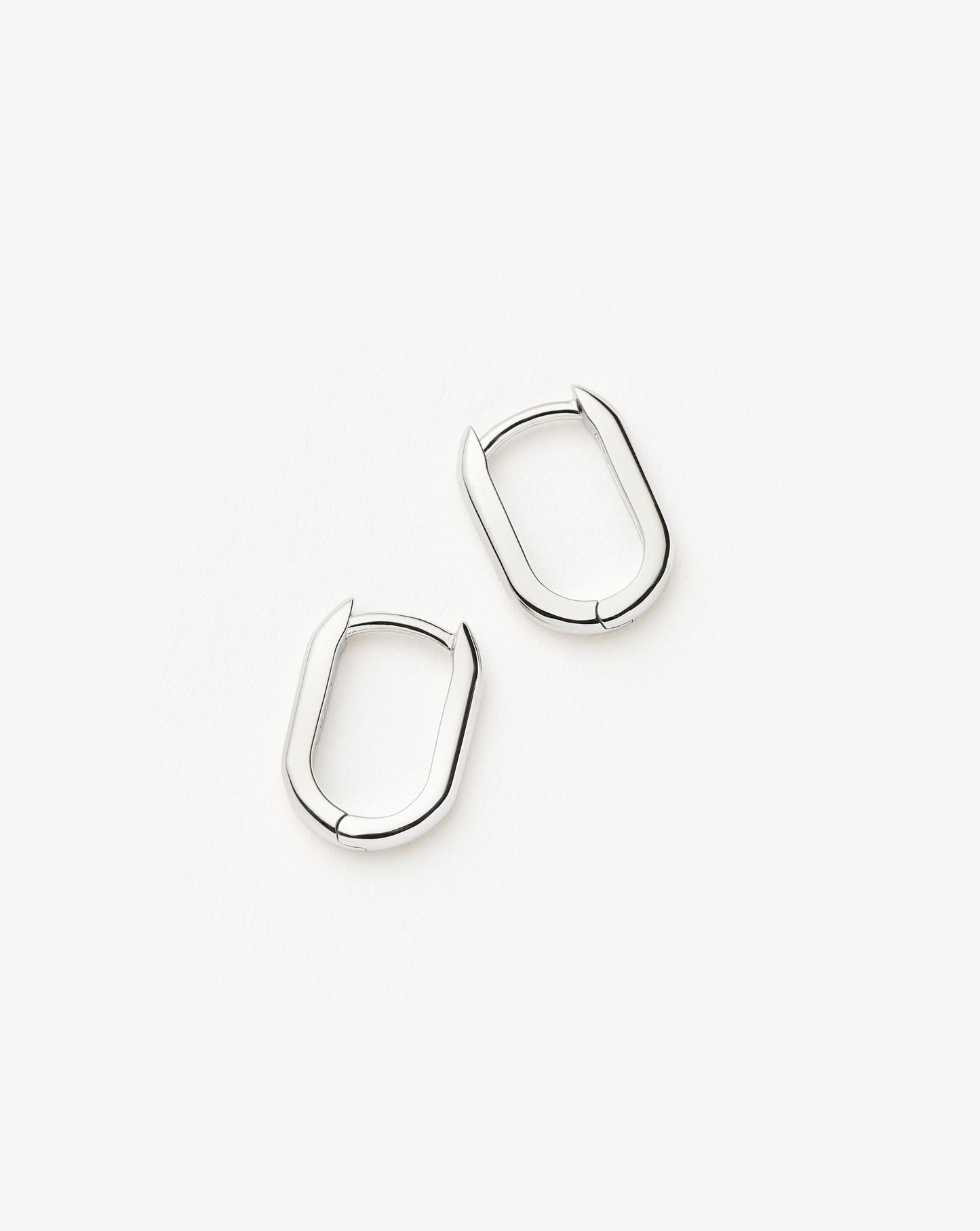 Fine Ovate Mini Hoop Earrings | 14ct Solid White Gold