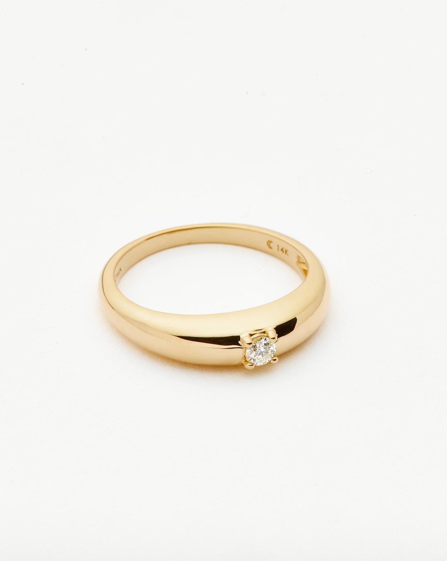 Fine Single Diamond Classic Dome Ring | 14ct Solid Gold/Diamond