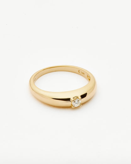 Fine Single Diamond Classic Dome Ring | 14ct Solid Gold/Diamond