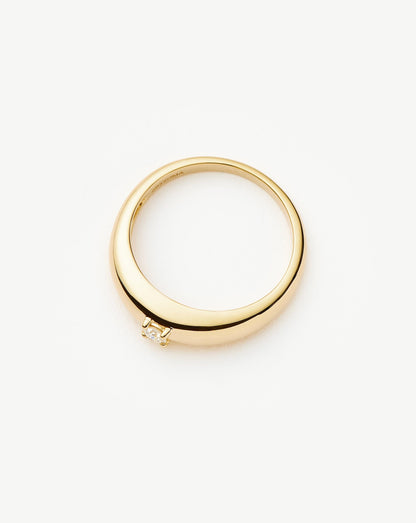 Fine Single Diamond Classic Dome Ring | 14ct Solid Gold/Diamond