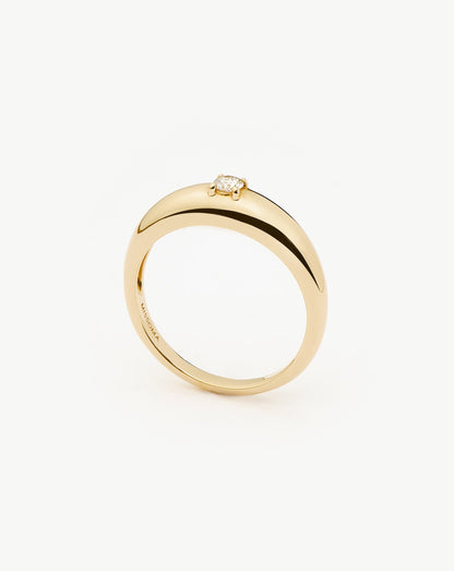 Fine Single Diamond Classic Dome Ring | 14ct Solid Gold/Diamond