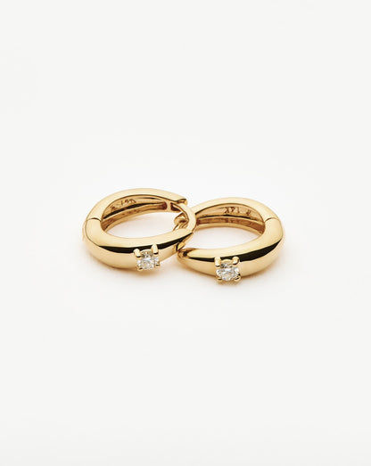 Fine Diamond Dome Huggies | 14ct Solid Gold/Diamond