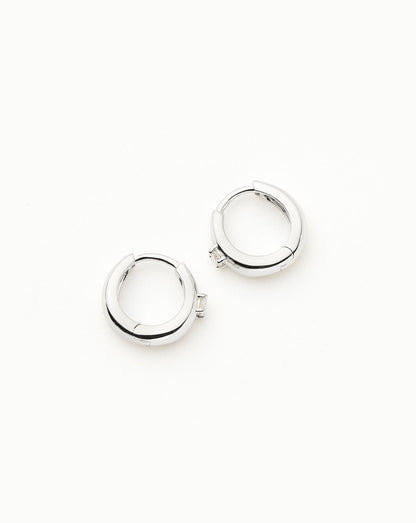 Fine Single Diamond Dome Huggies | 14ct Solid White Gold/Diamond