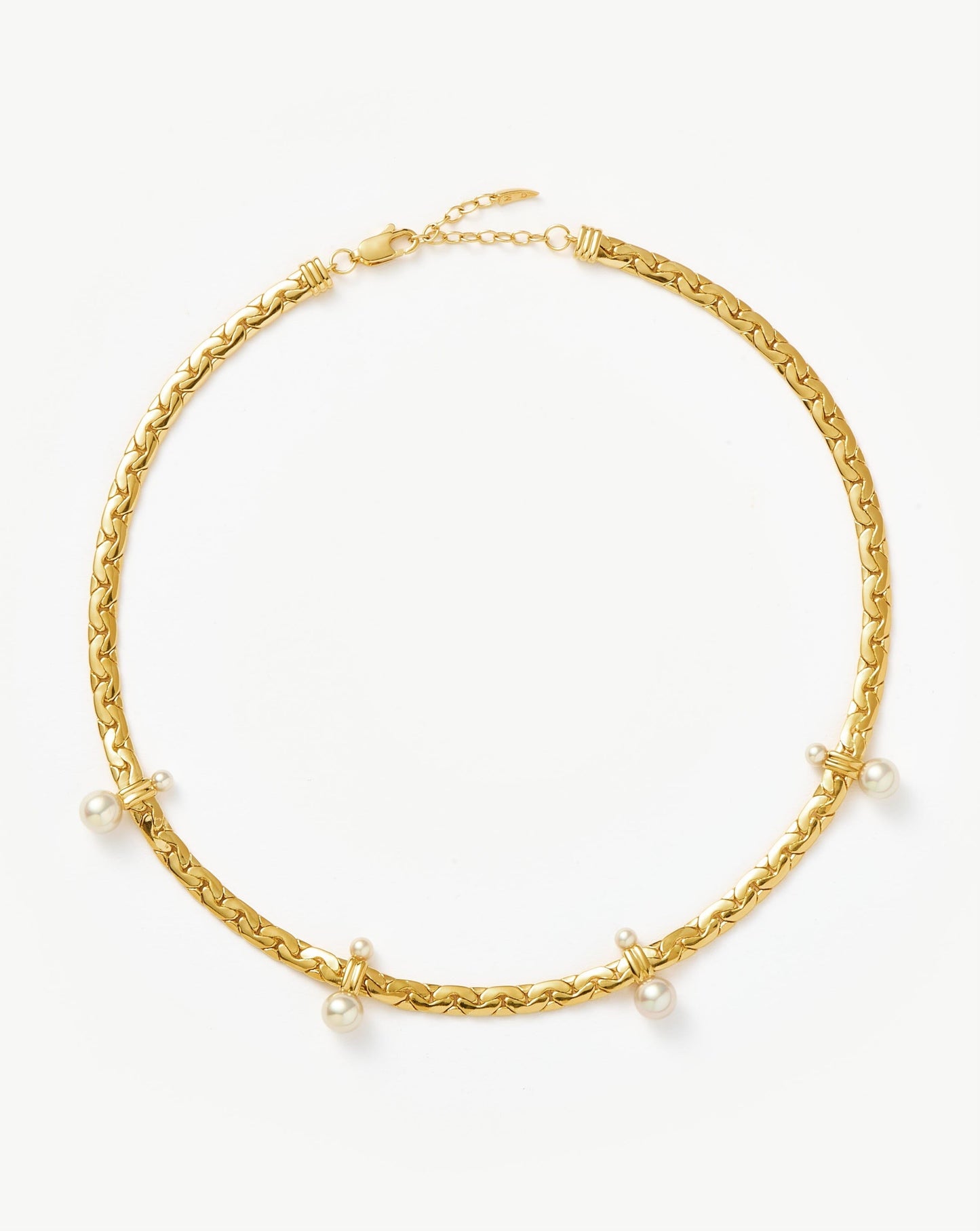 Floating Pearl Cobra Chain Choker | 18ct Gold Plated/Pearl
