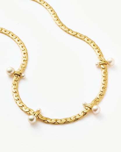 Floating Pearl Cobra Chain Choker | 18ct Gold Plated/Pearl