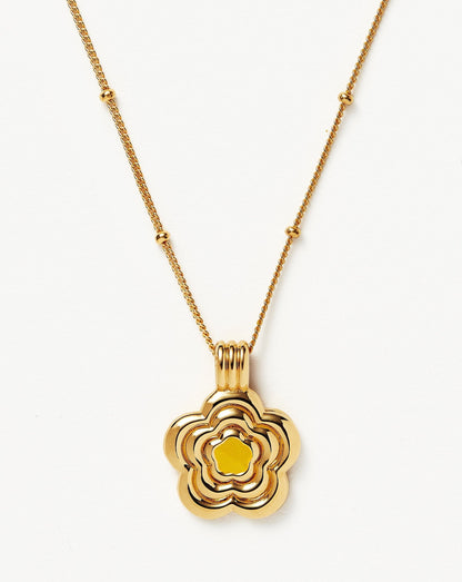 Good Vibes Enamel Flower Pendant Necklace | 18ct Gold Vermeil/Lemon Yellow