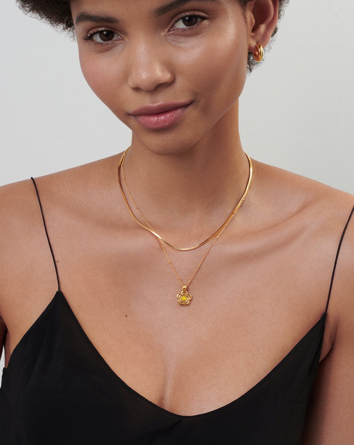 Good Vibes Enamel Flower Pendant Necklace | 18ct Gold Vermeil/Lemon Yellow