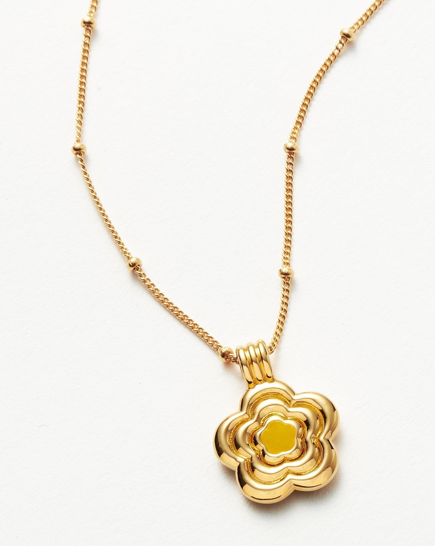 Good Vibes Enamel Flower Pendant Necklace | 18ct Gold Vermeil/Lemon Yellow