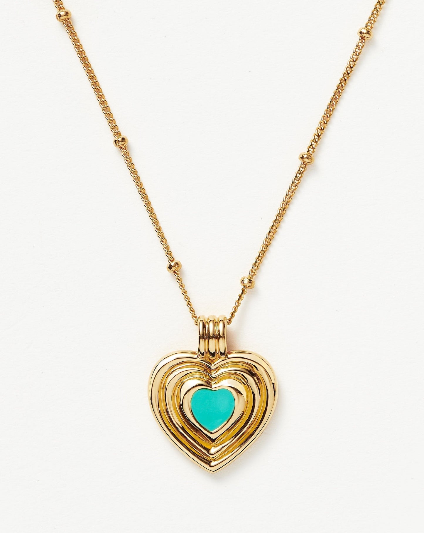 Good Vibes Enamel Heart Pendant Necklace | 18ct Gold Vermeil/Aqua