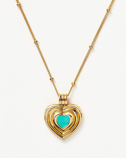Good Vibes Enamel Heart Pendant Necklace | 18ct Gold Vermeil/Aqua