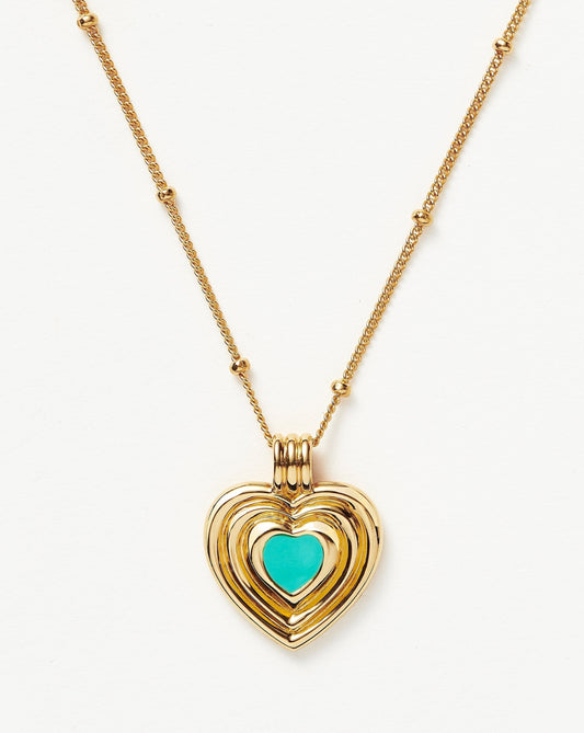 Good Vibes Enamel Heart Pendant Necklace | 18ct Gold Vermeil/Aqua