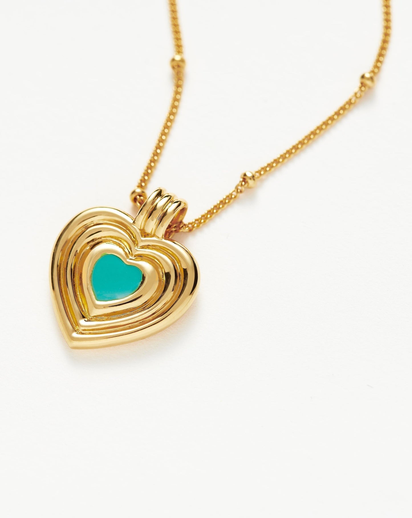 Good Vibes Enamel Heart Pendant Necklace | 18ct Gold Vermeil/Aqua