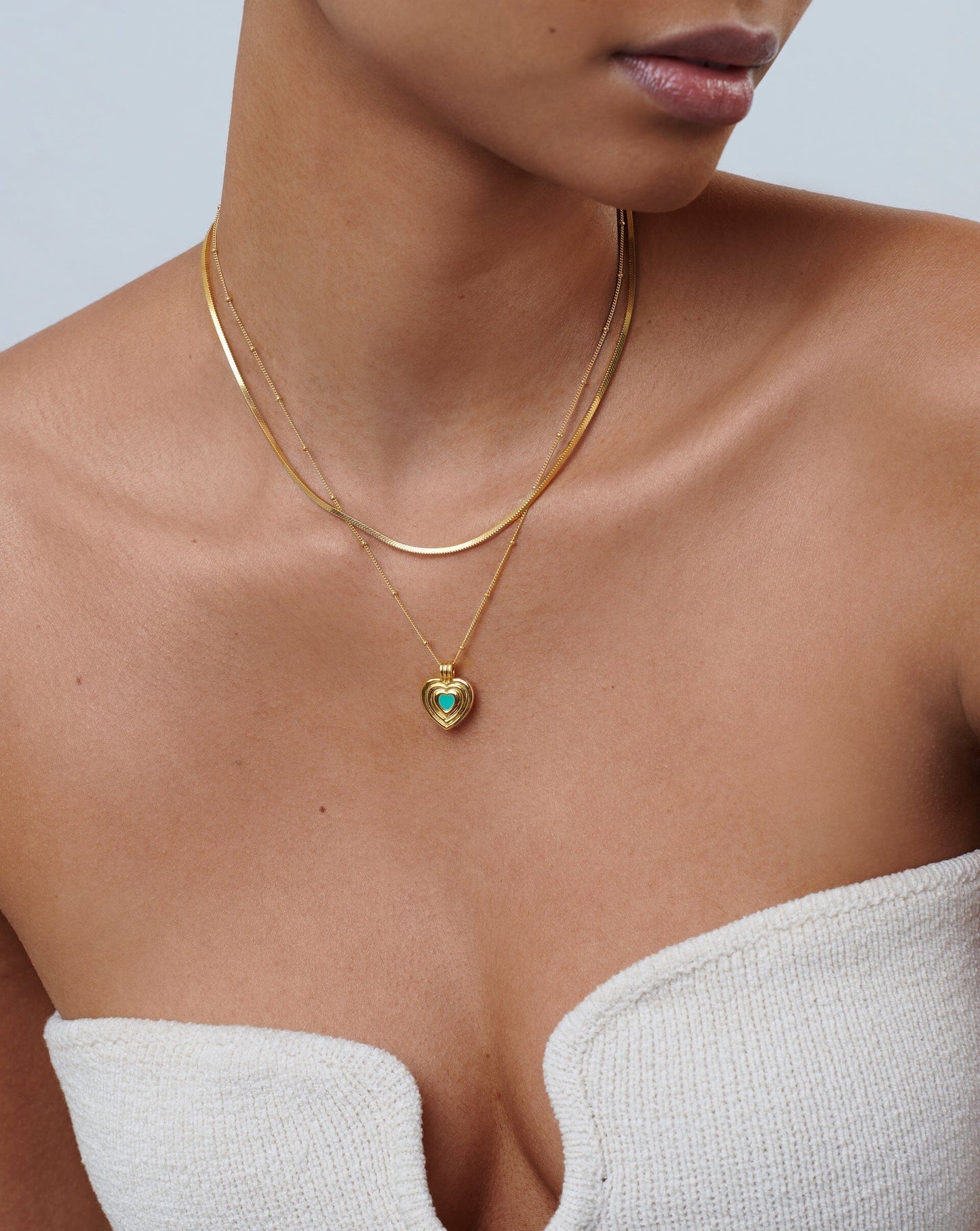 Good Vibes Enamel Heart Pendant Necklace | 18ct Gold Vermeil/Aqua