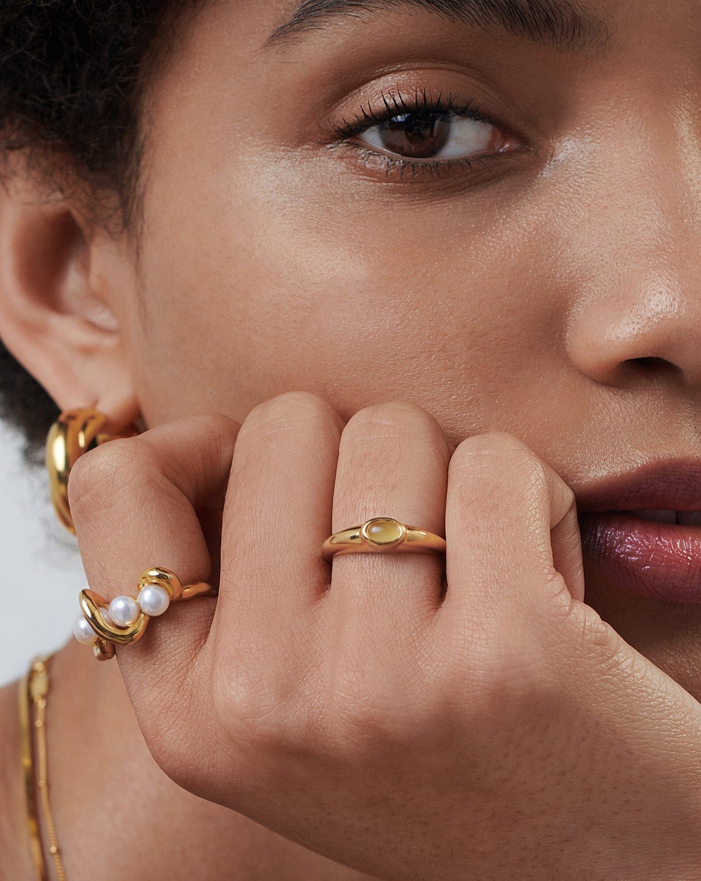 Good Vibes Gemstone Stacking Ring | 18ct Gold Vermeil/Pink Quartz