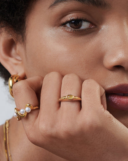 Good Vibes Gemstone Stacking Ring | 18ct Gold Vermeil/Pink Quartz