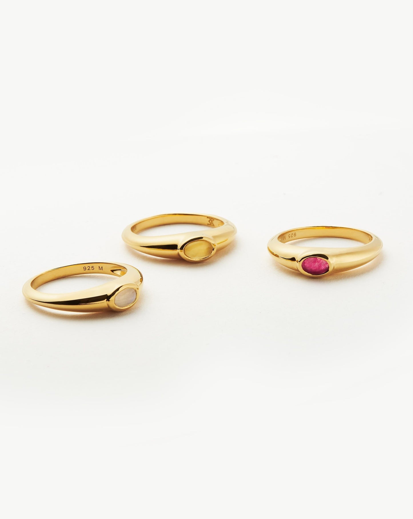Good Vibes Gemstone Stacking Ring | 18ct Gold Vermeil/Rainbow Moonstone